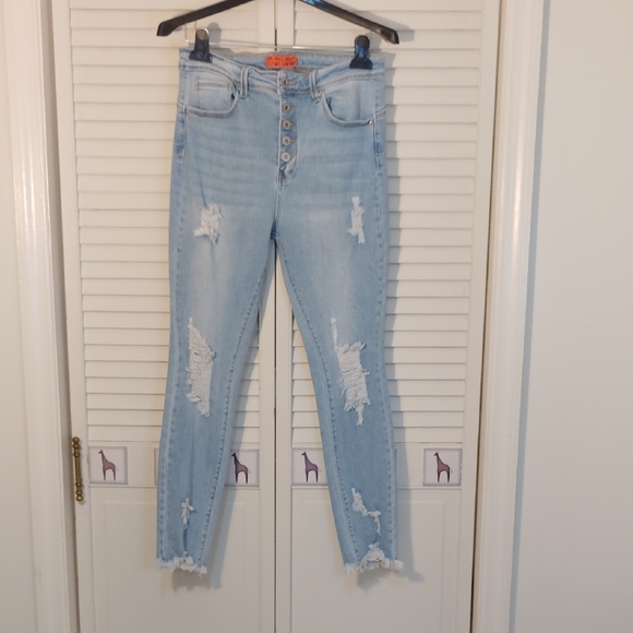 Wax Jean Denim - Wax Jean High Rise Light Blue Distressed Jeans